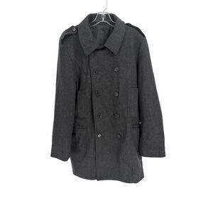 French Connection Pea Coat Wool Blend Double Breasted Mens XXL Gray‎